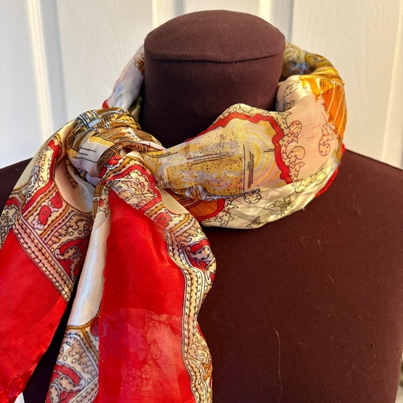 Vintage Italian Silk Scarf with Iconic Landmark Scenes in Italy size 38”x38” - Picture 4 of 16